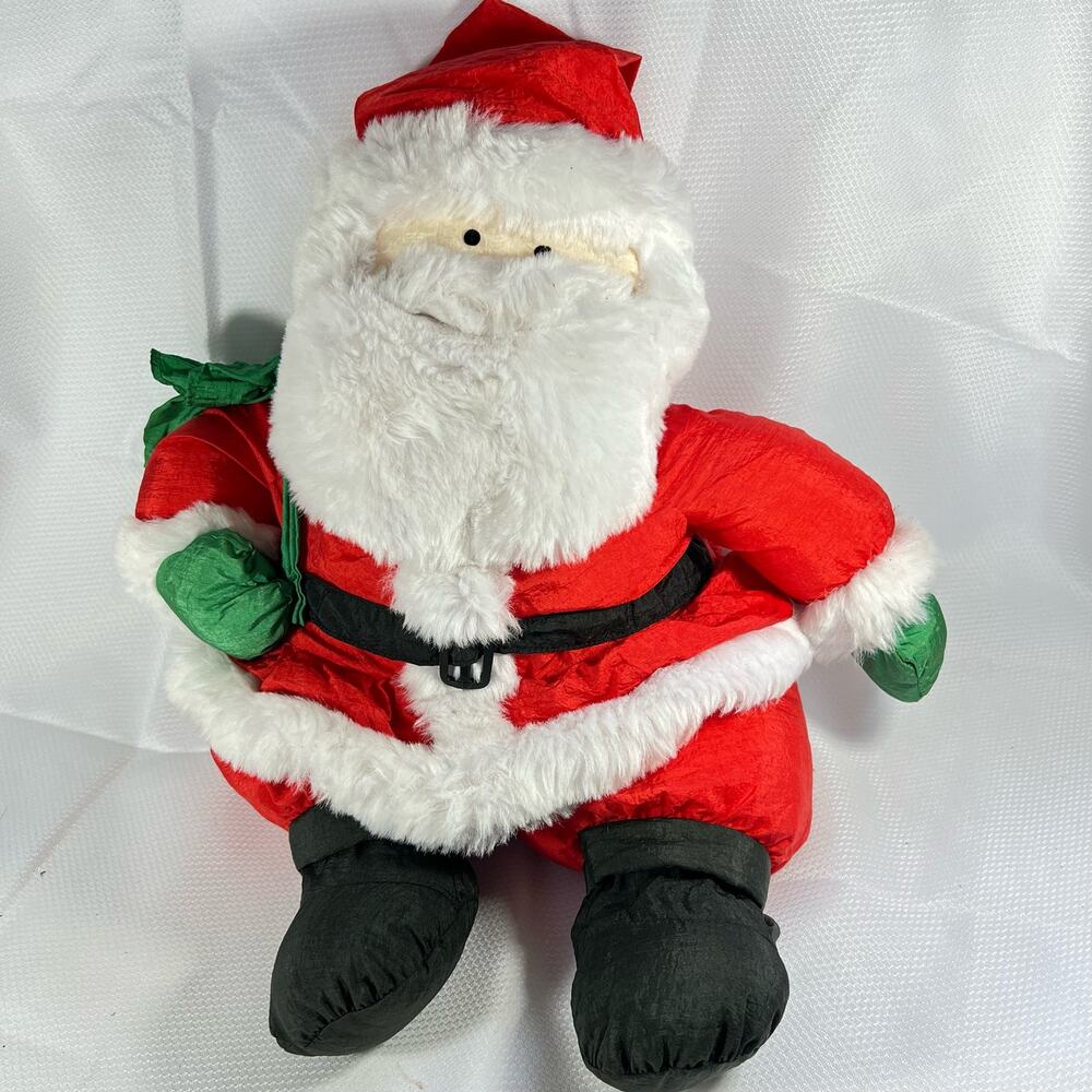 Vintage Nylon Plush Santa Claus 18" Toy  Christmas Stuffed Stuffins